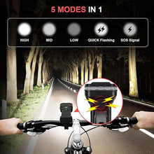 Load image into Gallery viewer, 12 LED Bicycle Horn Headlight With Digital Display USB Charging Outdoor Night Riding Fishing Safety Warning Light
