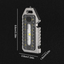 Load image into Gallery viewer, Multifunctional Keychain Light Outdoor Emergency Survival Whistle Bottle Opener Broken Window Hammer Night Riding Red And Blue Warning Light Portable Flashlight
