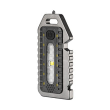 Load image into Gallery viewer, Multifunctional Keychain Light Outdoor Emergency Survival Whistle Bottle Opener Broken Window Hammer Night Riding Red And Blue Warning Light Portable Flashlight
