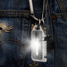 Load image into Gallery viewer, Multifunctional Keychain Light Outdoor Emergency Survival Whistle Bottle Opener Broken Window Hammer Night Riding Red And Blue Warning Light Portable Flashlight
