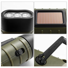 Load image into Gallery viewer, Outdoor Solar Hand-Operated Dual Purpose Flashlight Portable Multi-Functional LED First Aid Mountaineering Camping Hiking Emergency Light
