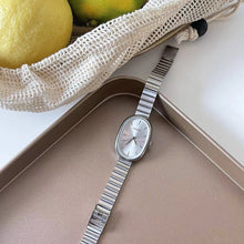 Load image into Gallery viewer, Oval Dial With Bamboo Strap Women Quartz Watch Stainless Steel Material Wristwatch Luxury Design Girl Student Gift
