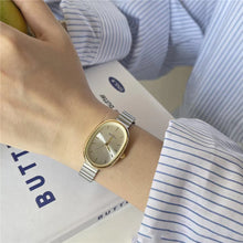 Load image into Gallery viewer, Oval Dial With Bamboo Strap Women Quartz Watch Stainless Steel Material Wristwatch Luxury Design Girl Student Gift

