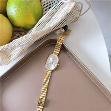 Load image into Gallery viewer, Oval Dial With Bamboo Strap Women Quartz Watch Stainless Steel Material Wristwatch Luxury Design Girl Student Gift
