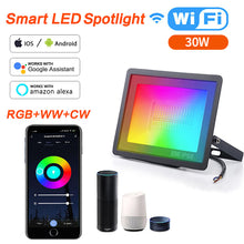 Load image into Gallery viewer, Tuya APP Control RGB Floodlight Smart RGBCW CCT 2700-6500K 30W 110V/220V AC For Garden Party Outdoor Lighting
