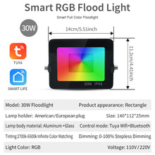 Load image into Gallery viewer, Tuya APP Control RGB Floodlight Smart RGBCW CCT 2700-6500K 30W 110V/220V AC For Garden Party Outdoor Lighting
