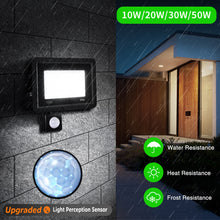 Load image into Gallery viewer, LED Motion Sensor Floodlight Outdoor Wall Light White Light 50W 30W 20W 10W IP66 Waterproof LED Spotlight For Garden
