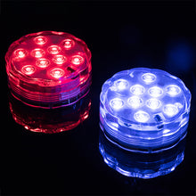 Load image into Gallery viewer, 10 LEDs RGB Underwater Lamp Submersible Light Remote Control Garden Swimming Pool Light Aquarium Vase Bowl Wedding Party Decor
