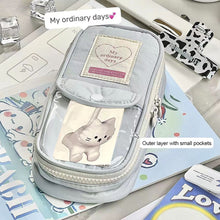 Load image into Gallery viewer, Blue-gray Large-Capacity Pencil Case ins High-Value Simple Student Storage Bag Pencil Bag Box Multifunctional
