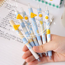 Load image into Gallery viewer, 5Pcs Kawaii Gel Pen Set Cartoon Cheese Press Ballpoint Pen for Students Cute 0.5mm Black Refill Office School Stationery

