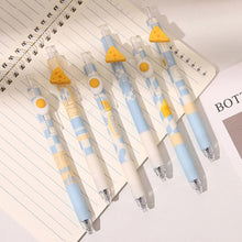 Load image into Gallery viewer, 5Pcs Kawaii Gel Pen Set Cartoon Cheese Press Ballpoint Pen for Students Cute 0.5mm Black Refill Office School Stationery
