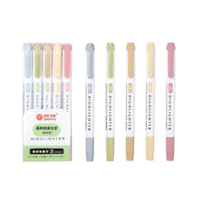 Load image into Gallery viewer, 5 Colors/box Double Headed Highlighter Pen Set Fluorescent Drawing Markers Highlighters Pens Art Japanese Cute Pastel Stationery
