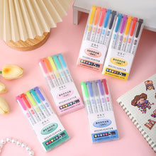 Load image into Gallery viewer, 5 Colors/box Double Headed Highlighter Pen Set Fluorescent Drawing Markers Highlighters Pens Art Japanese Cute Pastel Stationery
