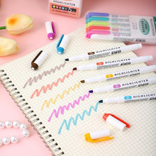 Load image into Gallery viewer, 5 Colors/box Double Headed Highlighter Pen Set Fluorescent Drawing Markers Highlighters Pens Art Japanese Cute Pastel Stationery
