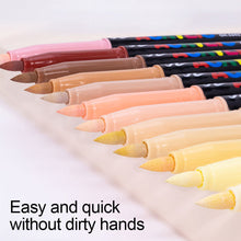 Load image into Gallery viewer, 12 Colors Skin Tone Markers Pens Nylon Soft Head Acrylic Markers Waterproof Pen Soft Brush Nib Skin Color Figure Painting School
