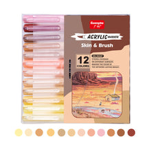 Load image into Gallery viewer, 12 Colors Skin Tone Markers Pens Nylon Soft Head Acrylic Markers Waterproof Pen Soft Brush Nib Skin Color Figure Painting School
