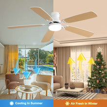 Load image into Gallery viewer, indoor Modern 52 Inch Ceiling Fan With Dimmable 6 Speed Wind 5 Blades Remote Control Reversible DC Motor With Led Light
