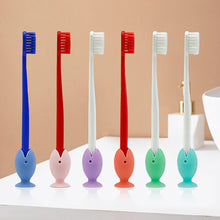Load image into Gallery viewer, Portable Mini Cute Standing Tooth Brush Cover Travel Toothbrush Stand Head Cover Cute Fish Shape Silicone Suction Cup Toothbrush Shelf
