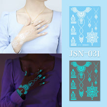 Load image into Gallery viewer, Haina Night Glow White Tattoo Sticker Premium Face Sticker Hannah Arm Sticker Collarbone Women Party Tattoo Patches
