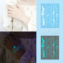 Load image into Gallery viewer, Haina Night Glow White Tattoo Sticker Premium Face Sticker Hannah Arm Sticker Collarbone Women Party Tattoo Patches
