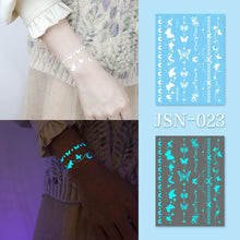 Load image into Gallery viewer, Haina Night Glow White Tattoo Sticker Premium Face Sticker Hannah Arm Sticker Collarbone Women Party Tattoo Patches
