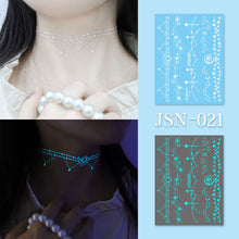 Load image into Gallery viewer, Haina Night Glow White Tattoo Sticker Premium Face Sticker Hannah Arm Sticker Collarbone Women Party Tattoo Patches

