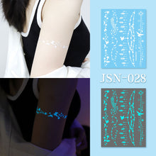 Load image into Gallery viewer, Haina Night Glow White Tattoo Sticker Premium Face Sticker Hannah Arm Sticker Collarbone Women Party Tattoo Patches
