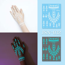 Load image into Gallery viewer, Haina Night Glow White Tattoo Sticker Premium Face Sticker Hannah Arm Sticker Collarbone Women Party Tattoo Patches
