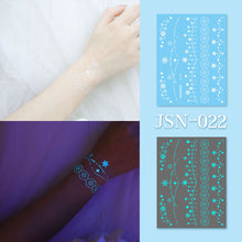 Load image into Gallery viewer, Haina Night Glow White Tattoo Sticker Premium Face Sticker Hannah Arm Sticker Collarbone Women Party Tattoo Patches
