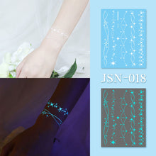 Load image into Gallery viewer, Haina Night Glow White Tattoo Sticker Premium Face Sticker Hannah Arm Sticker Collarbone Women Party Tattoo Patches
