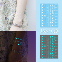 Load image into Gallery viewer, Haina Night Glow White Tattoo Sticker Premium Face Sticker Hannah Arm Sticker Collarbone Women Party Tattoo Patches
