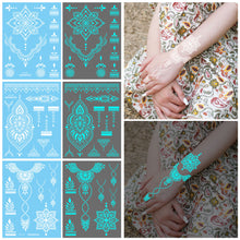 Load image into Gallery viewer, Haina Night Glow White Tattoo Sticker Premium Face Sticker Hannah Arm Sticker Collarbone Women Party Tattoo Patches

