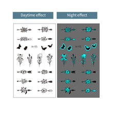 Load image into Gallery viewer, Blue Luminous Finger Element Tattoo Stickers for Valentine's Day Love Couples Music Festival Party Tattoo Stickers
