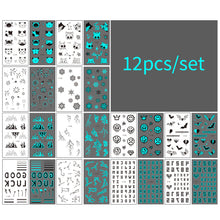 Load image into Gallery viewer, 12pcs/set Blue Glow Tattoo Sticker Waterproof Small Fresh Snake Butterfly Electric Syllable Party Sticker Set Tattoo Patches

