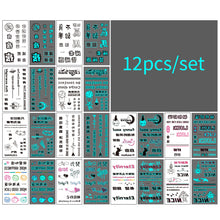 Load image into Gallery viewer, 12pcs/set Blue Glow Tattoo Sticker Waterproof Small Fresh Snake Butterfly Electric Syllable Party Sticker Set Tattoo Patches
