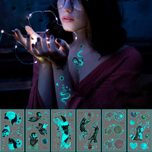 Load image into Gallery viewer, 12pcs/set Blue Glow Tattoo Sticker Waterproof Small Fresh Snake Butterfly Electric Syllable Party Sticker Set Tattoo Patches
