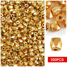 Load image into Gallery viewer, 100pcs/bag Gold Silver Color Beads 4mm 6mm CCB Square Star Heart Star Spacer Loose Beads for Love Jewelry Making Bracelets DIY Supplies
