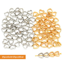 Load image into Gallery viewer, 50pcs Silver Golden CCB Hollow Flower Heart Charms Connector DIY Jewelry Bracelet Making Loose Spacer Beads Supplies
