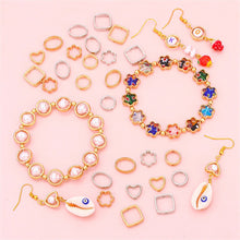 Load image into Gallery viewer, 50pcs Silver Golden CCB Hollow Flower Heart Charms Connector DIY Jewelry Bracelet Making Loose Spacer Beads Supplies
