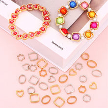 Load image into Gallery viewer, 50pcs Silver Golden CCB Hollow Flower Heart Charms Connector DIY Jewelry Bracelet Making Loose Spacer Beads Supplies
