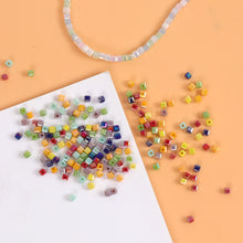 Load image into Gallery viewer, 180pcs 2mm Square Glass Crystal Beads Cube Beads Charms Candy Color Beads For DIY Jewelry Making Clothing Accessories
