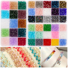 Load image into Gallery viewer, 1500pcs/box 4mm Crystal Glass Beads For Making Jewelry Material DIY Bracelet Earrings Metal Color Loose Spacer Beads
