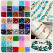 Load image into Gallery viewer, 1500pcs/box 4mm Crystal Glass Beads For Making Jewelry Material DIY Bracelet Earrings Metal Color Loose Spacer Beads
