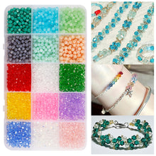 Load image into Gallery viewer, 1500pcs/box 4mm Crystal Glass Beads For Making Jewelry Material DIY Bracelet Earrings Metal Color Loose Spacer Beads
