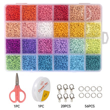 Load image into Gallery viewer, 7000pcs 3mm Glass Seed Beads Kit with Scissor Cord Accessories DIY Bracelet Earring Jewelry Making Kits Bead Crafts Accessories
