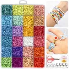 Load image into Gallery viewer, 7000pcs 3mm Glass Seed Beads Kit with Scissor Cord Accessories DIY Bracelet Earring Jewelry Making Kits Bead Crafts Accessories
