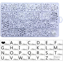 Load image into Gallery viewer, 1400pcs/Box Acrylic English Alphabet Letter Beads Kits with Elastic Cords For Name Bracelets Jewelry Making Acrylic Beads Box
