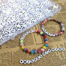 Load image into Gallery viewer, 1400pcs/Box Acrylic English Alphabet Letter Beads Kits with Elastic Cords For Name Bracelets Jewelry Making Acrylic Beads Box
