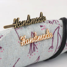 Load image into Gallery viewer, 10pcs Metal Handmade Label Rectangle Zinc Alloy Hand Made Letters Label DIY Bag Hat Crochet Clothes Sewing Accessories
