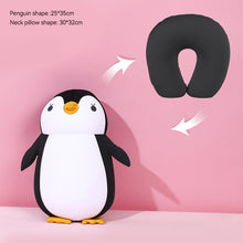 Load image into Gallery viewer, 2 in 1 Deformable U-shape Travel Pillows Adult/Kids Penguins Cat Animal Shape Traveling Cushion Plush Toy Neck Pillow
